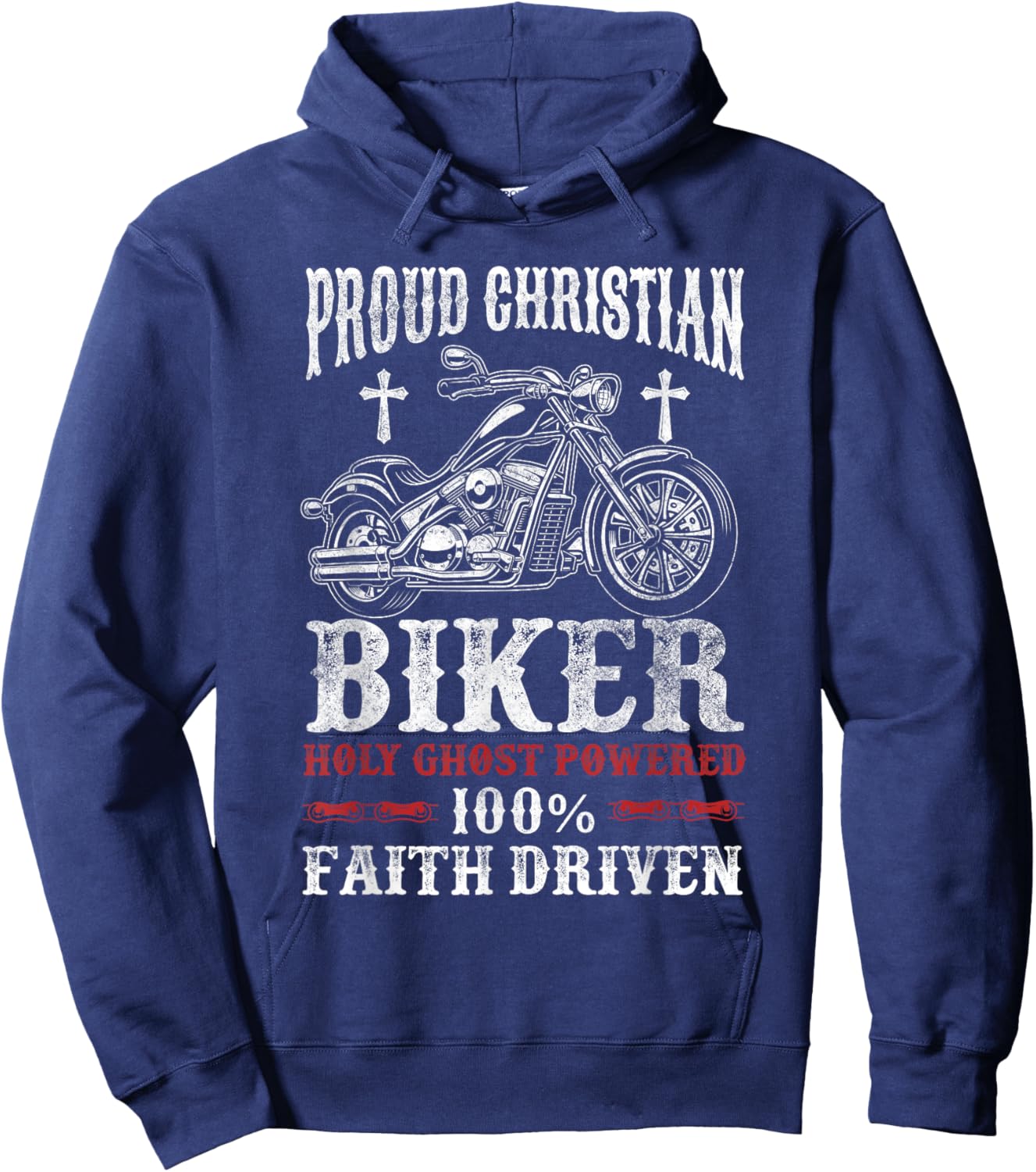 Motorcycle Proud Christian Biker Faith Driven Hoodie - Hoodie | Navy