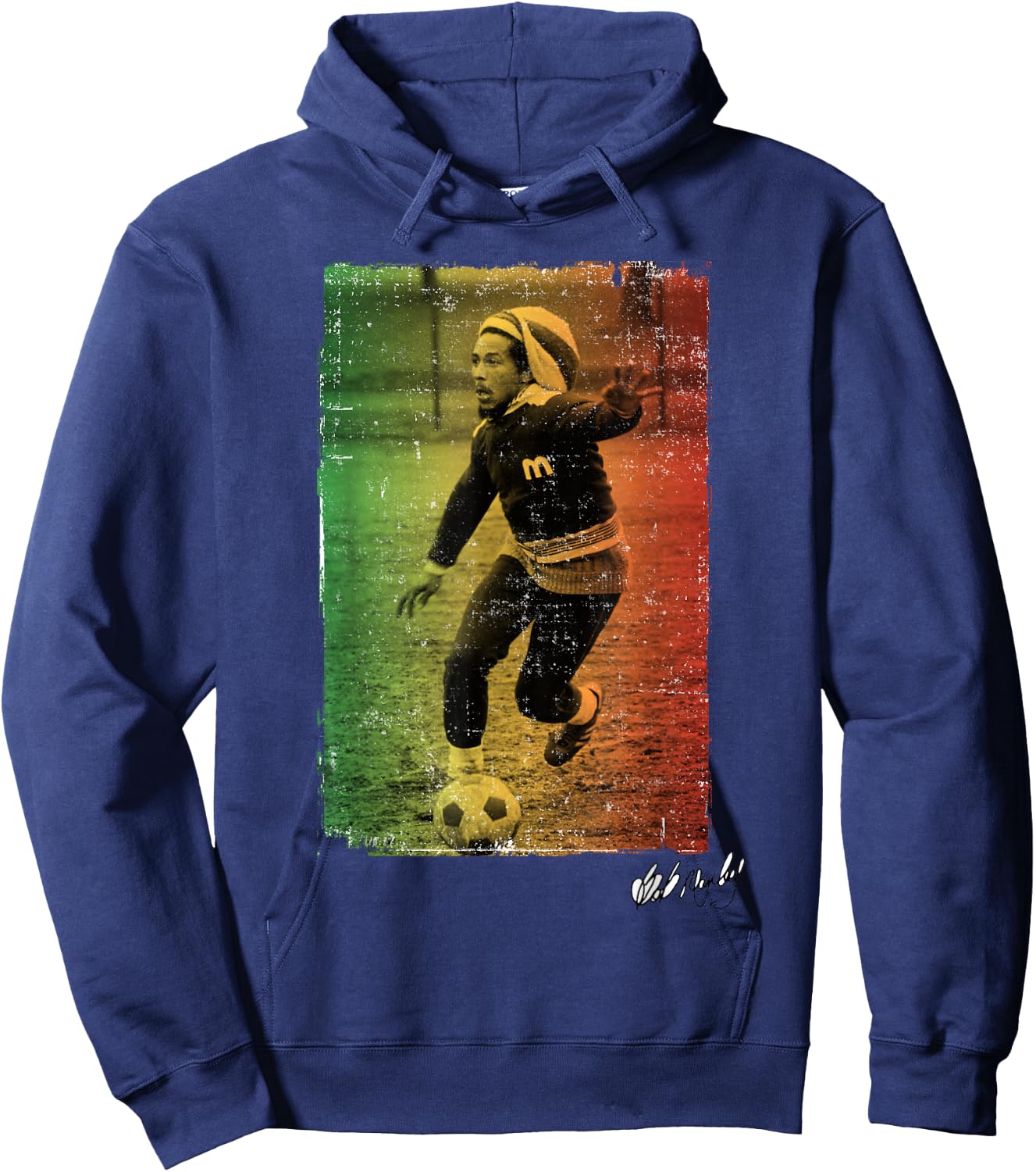 Bob Marley Rasta Football Hoodie - Hoodie | Navy