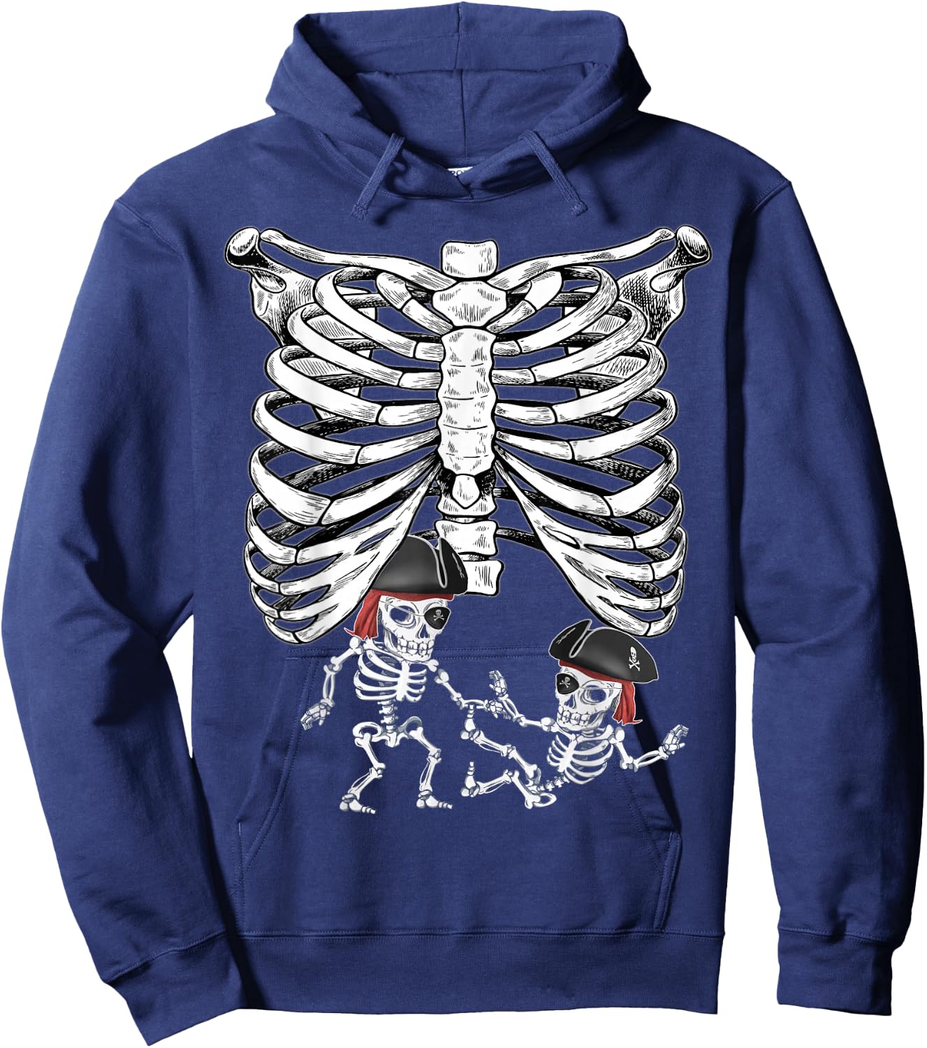 Skeleton Pregnancy Halloween Twins Pirates Hoodie - Hoodie | Navy