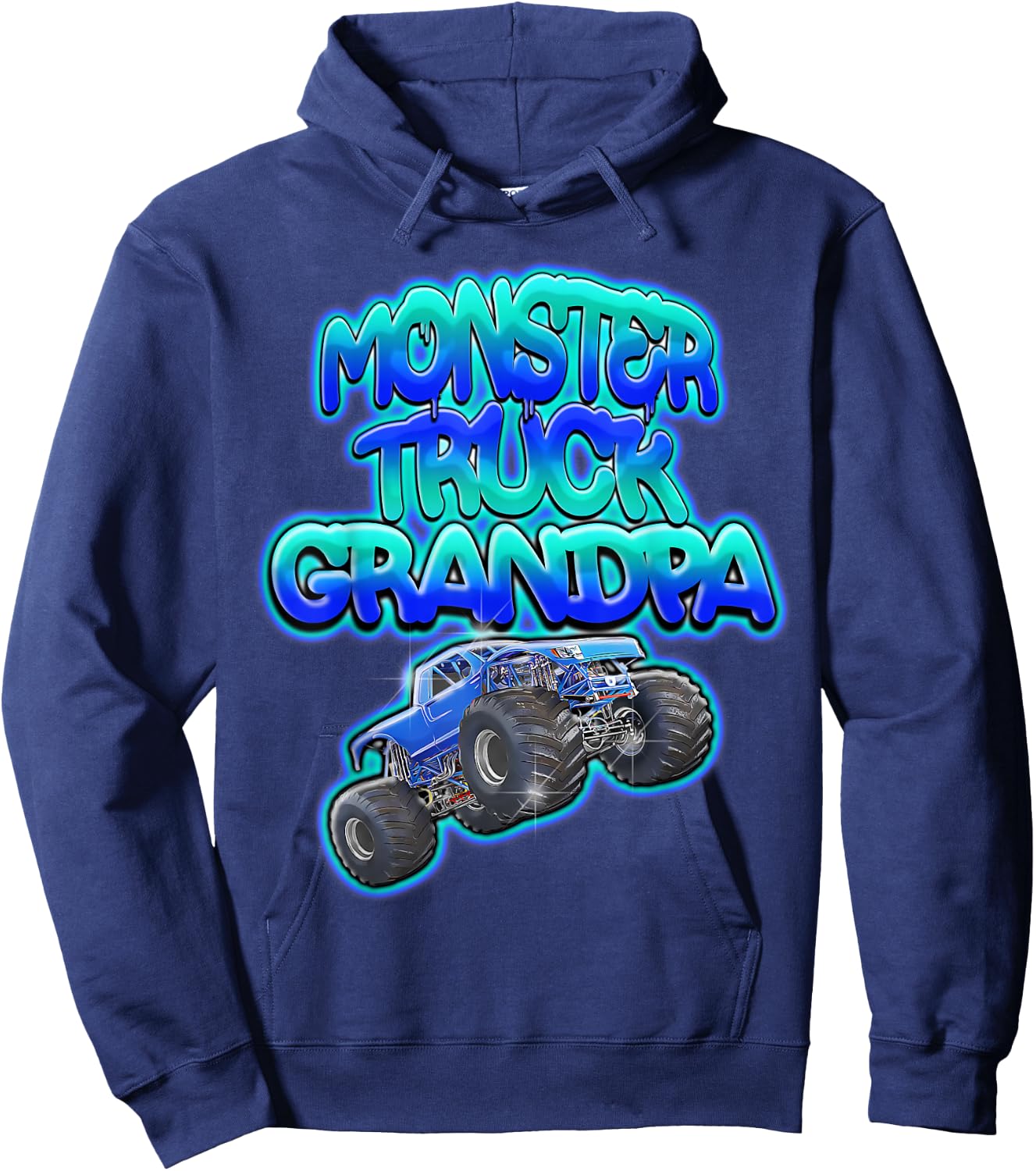 Monster Truck Grandpa Cool Blue Graffiti Style Hoodie - Hoodie | Navy