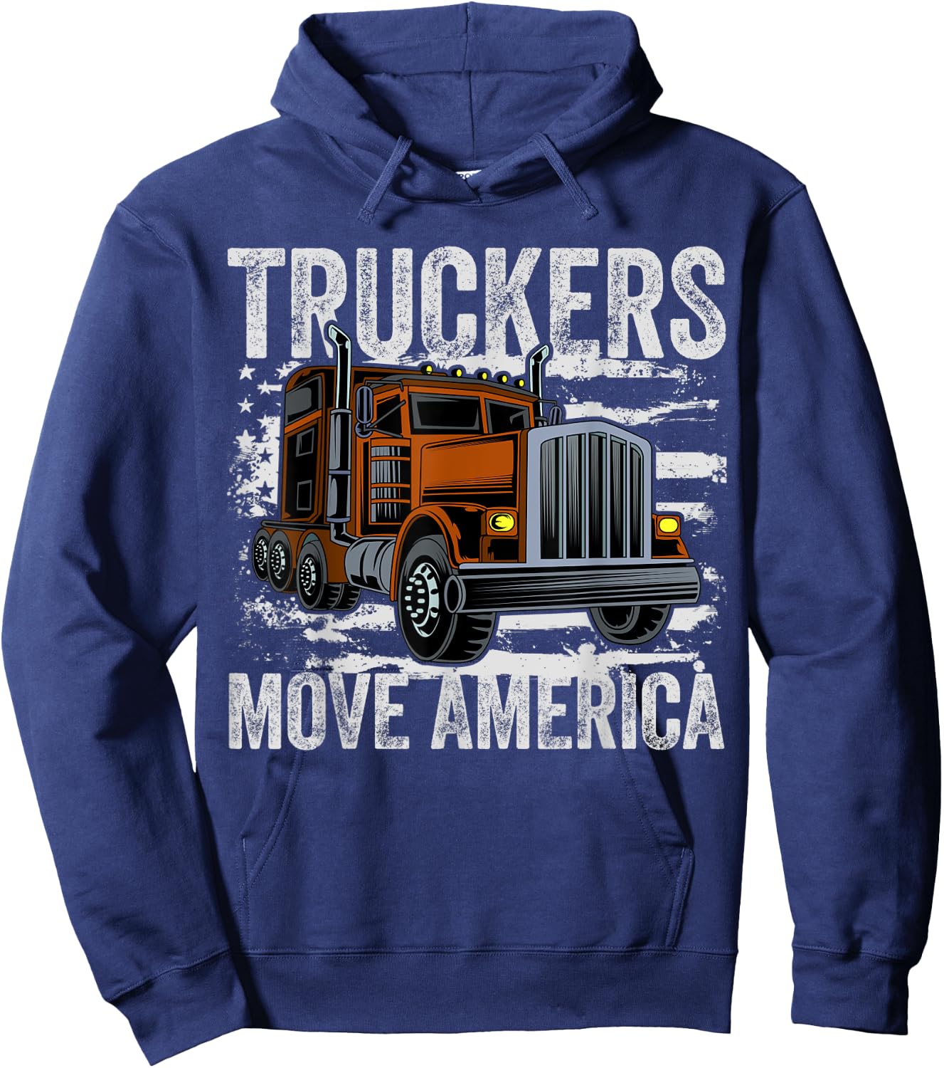 Trucker Trucks Drivers USA American Flag Hoodie - Hoodie | Navy