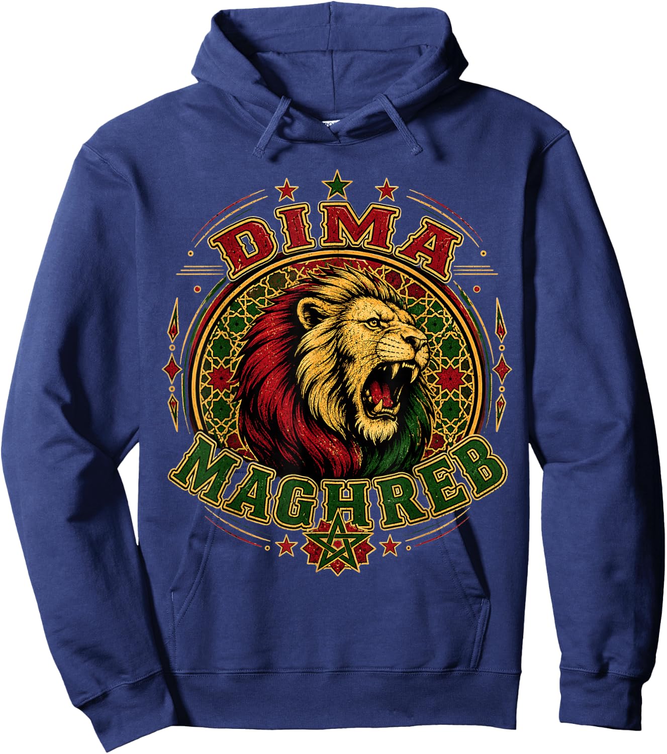 Maghreb Morocco Lion Graphic Patriotic Moroccan Hoodie - Hoodie | Navy