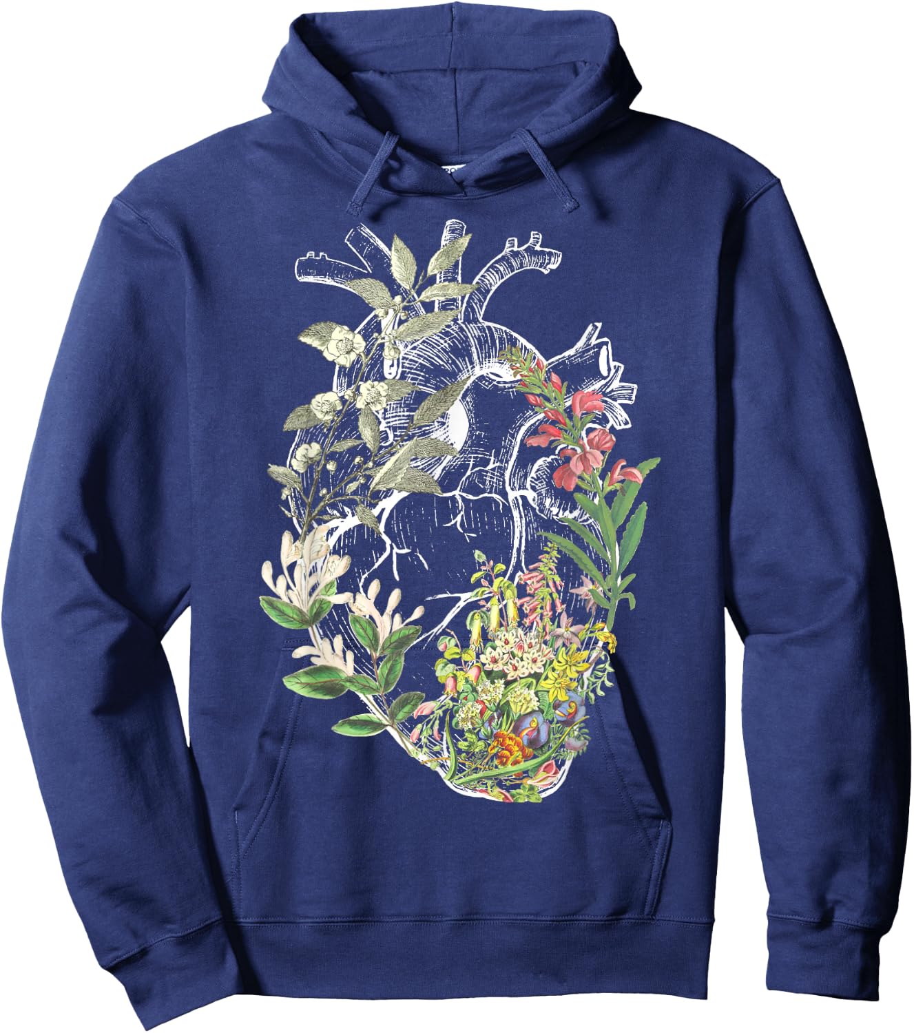 Anatomical Heart And Flowers Show Your Love Hoodie - Hoodie | Navy