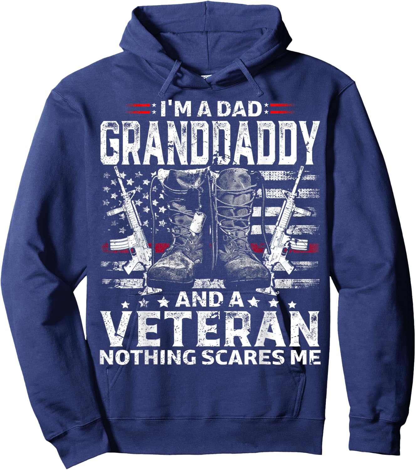 I'm A Dad Granddaddy Veteran Hoodie - Hoodie | Navy