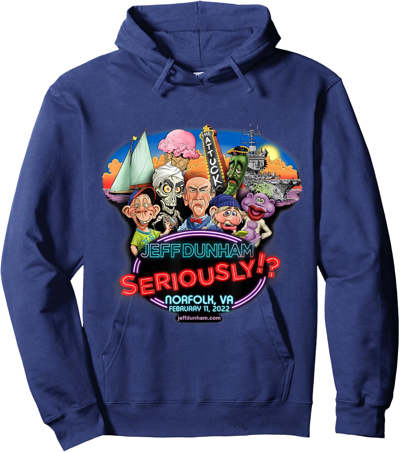 Jeff Dunham Norfolk, VA Hoodie - Hoodie | Navy