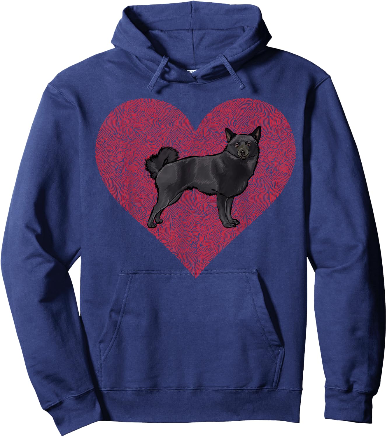 Schipperke Valentines Day Dog Love Fingerprint Hoodie - Hoodie | Navy