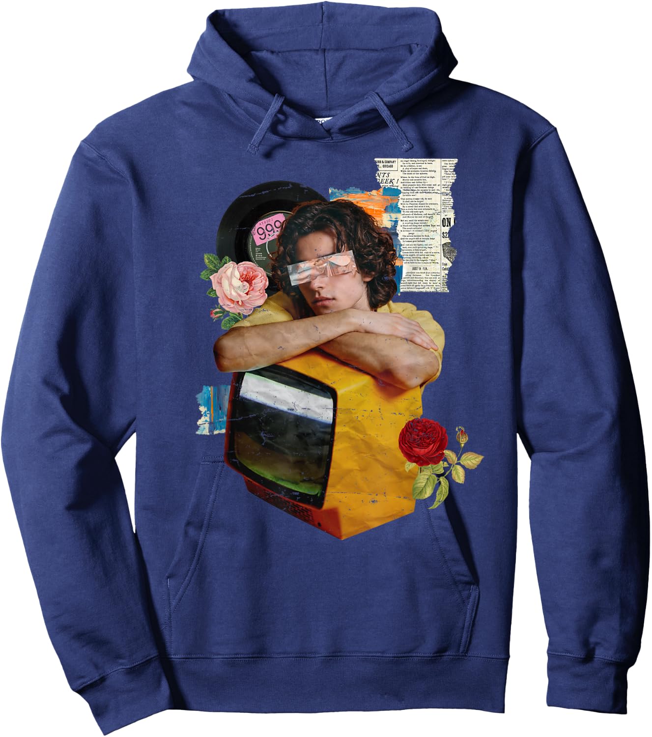 Retro Wrapped Paper TV Girl Hoodie - Hoodie | Navy