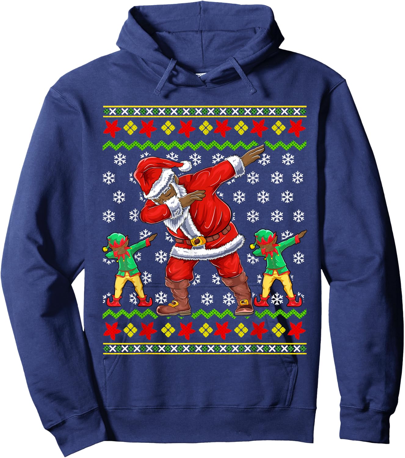 Christmas Black African American Santa Claus Hoodie - Hoodie | Navy