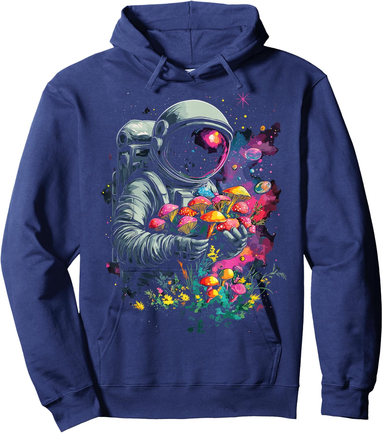 Trippy EDM Mushroom Astronaut Psychedelic Hoodie - Hoodie | Navy