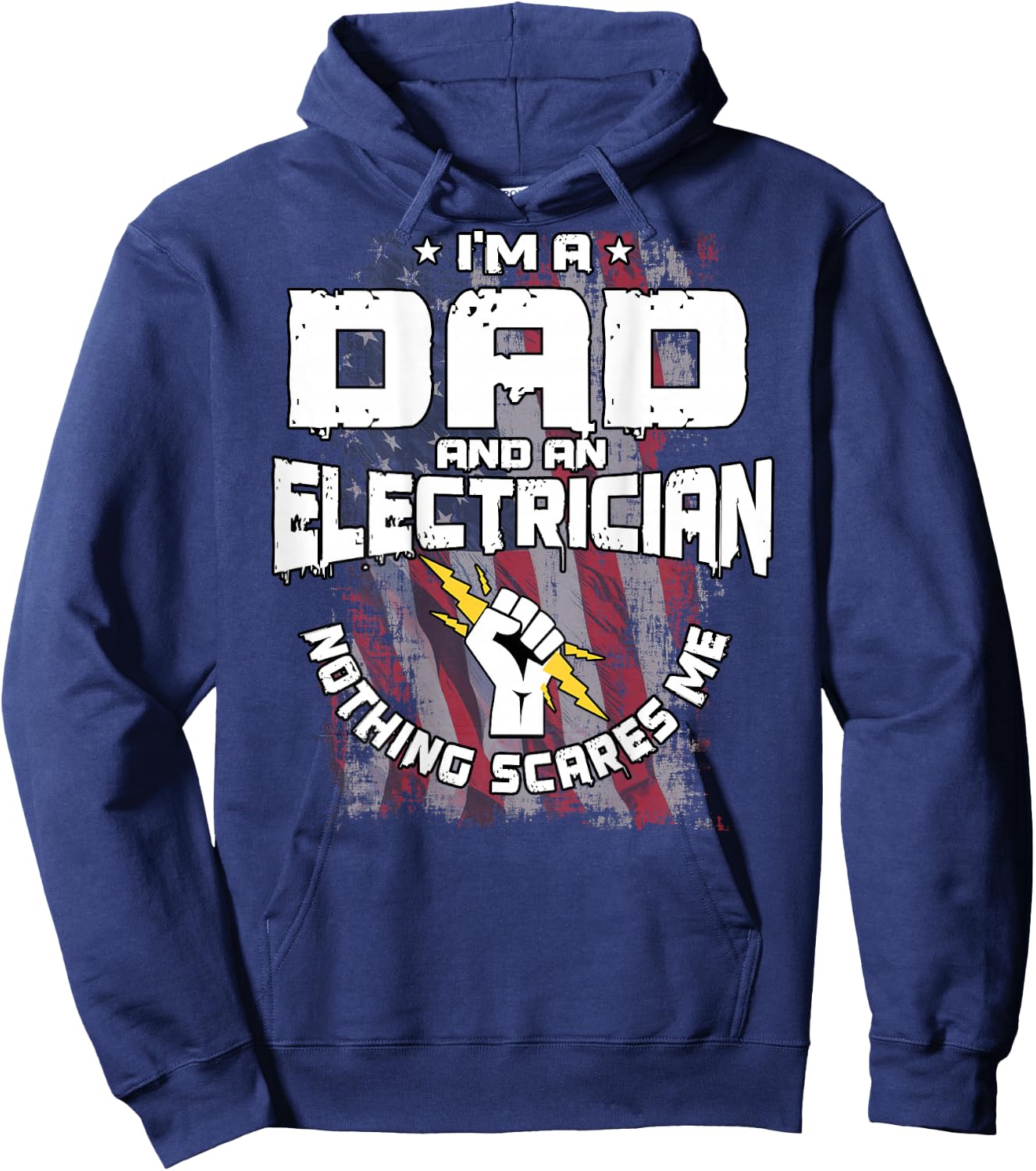 Electrician Dad Design On Back Of Clothing Hoodie - Hoodie | Navy