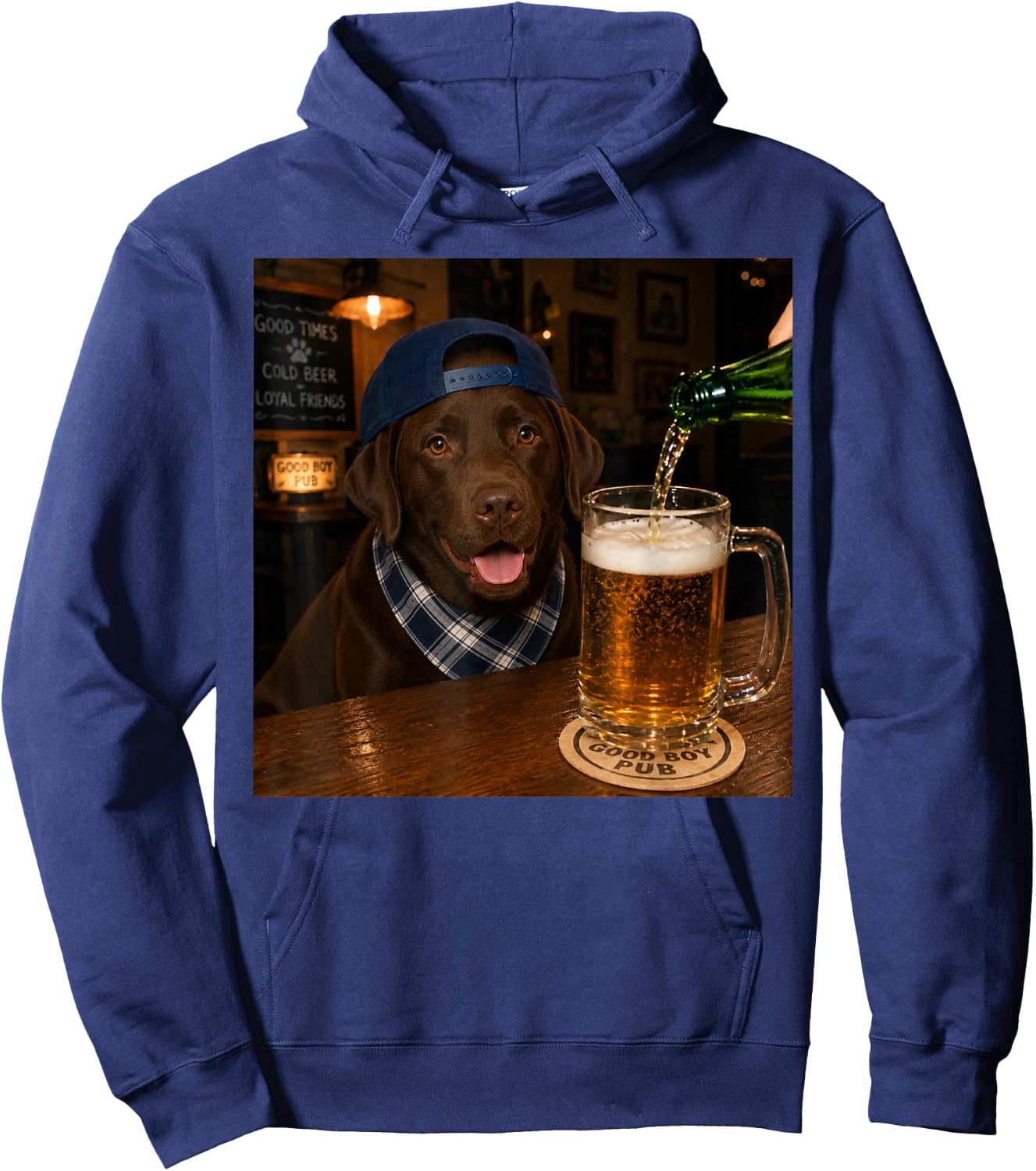 Chocolate Labrador Drinking Beer Funny Dog Meme Hoodie - Hoodie | Navy
