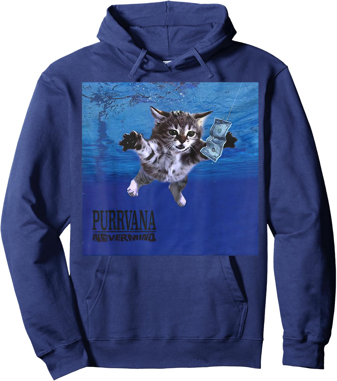 Funny Purrvana Cat Hoodie - Hoodie | Navy