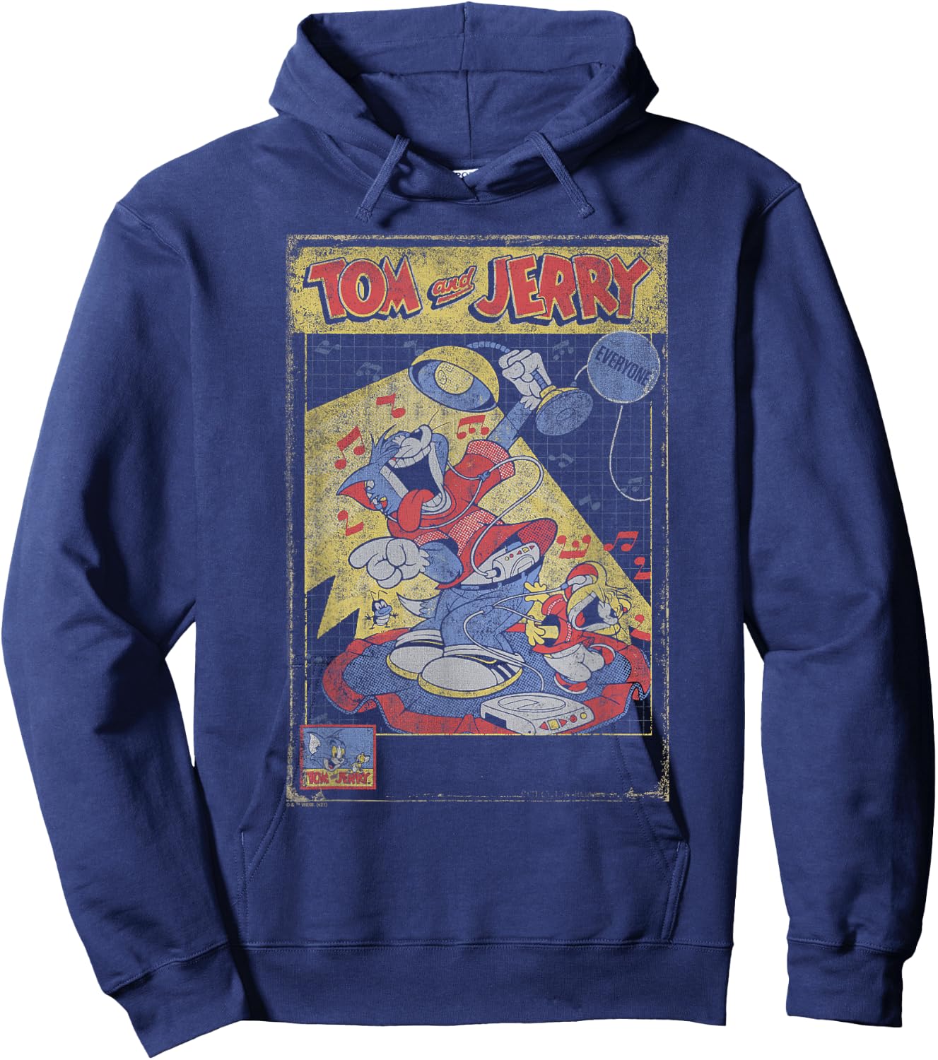 Tom and Jerry Vintage CD Player Poster Hoodie - Hoodie | Navy