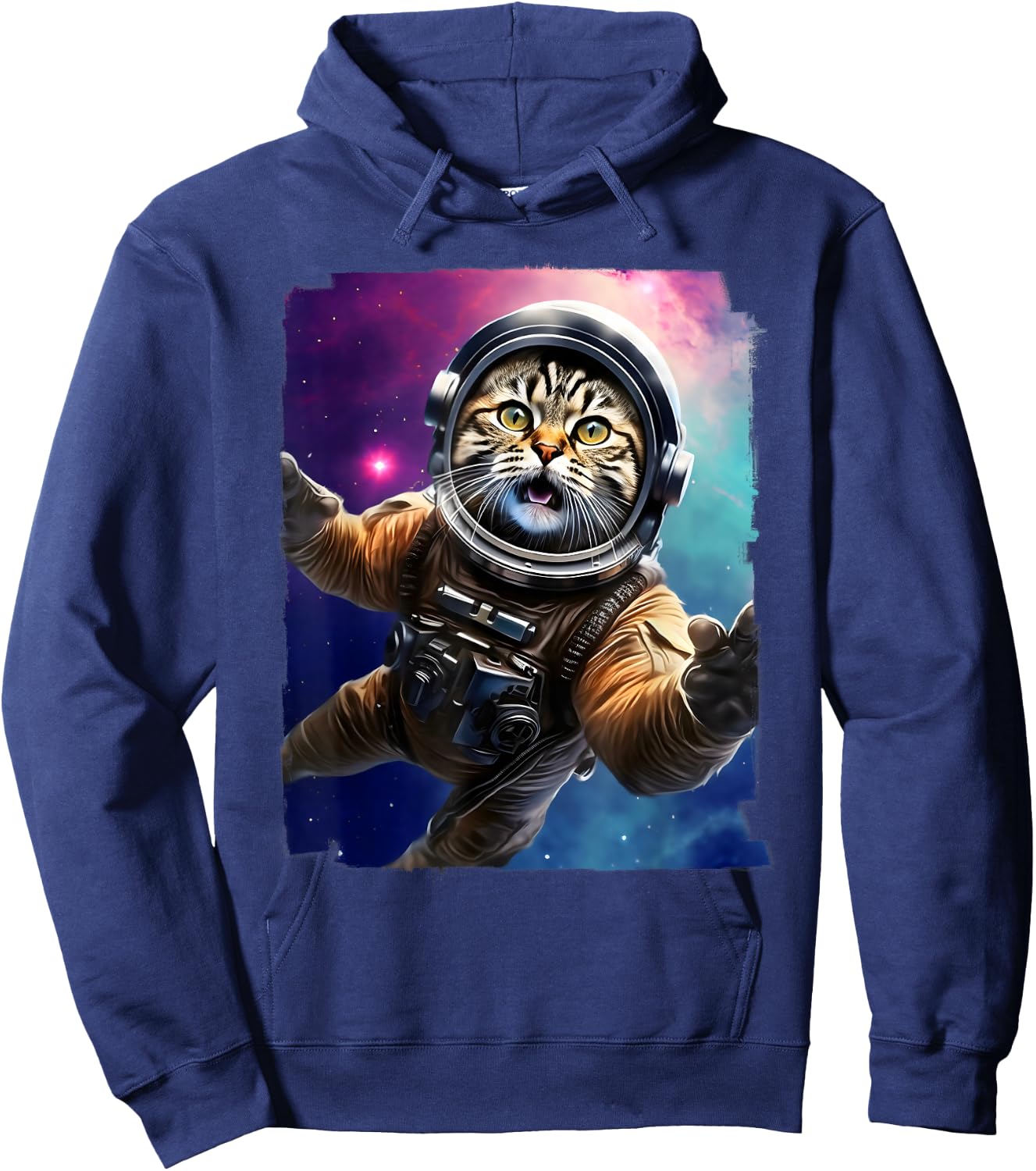 Galactic Whiskers. Funny Cosmic Astronaut Cat. Hoodie - Hoodie | Navy