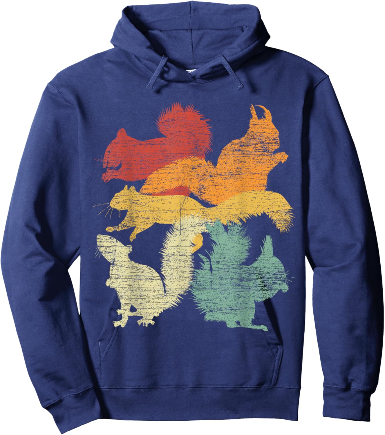 Retro Forest Animal Lover Gift Squirrel Hoodie - Hoodie | Navy