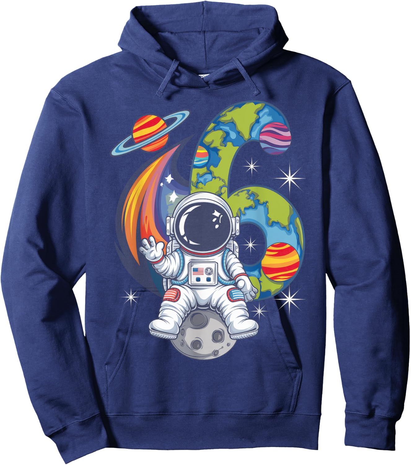 Planets Astronaut Birthday Kids 6th Birthday Hoodie - Hoodie | Navy