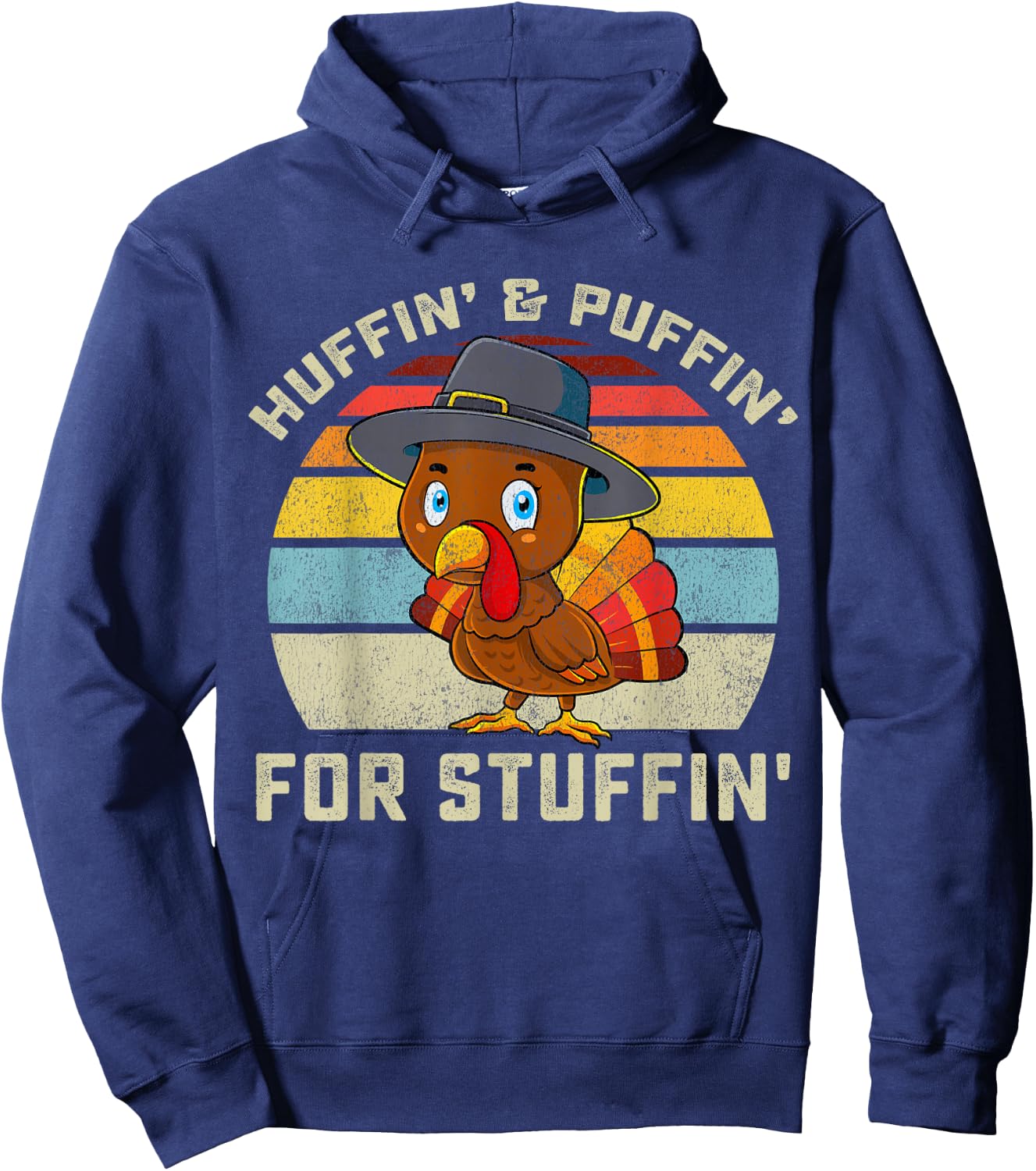 Thanksgiving Run Turkey Trot Huffin and Puffin Hoodie - Hoodie | Navy