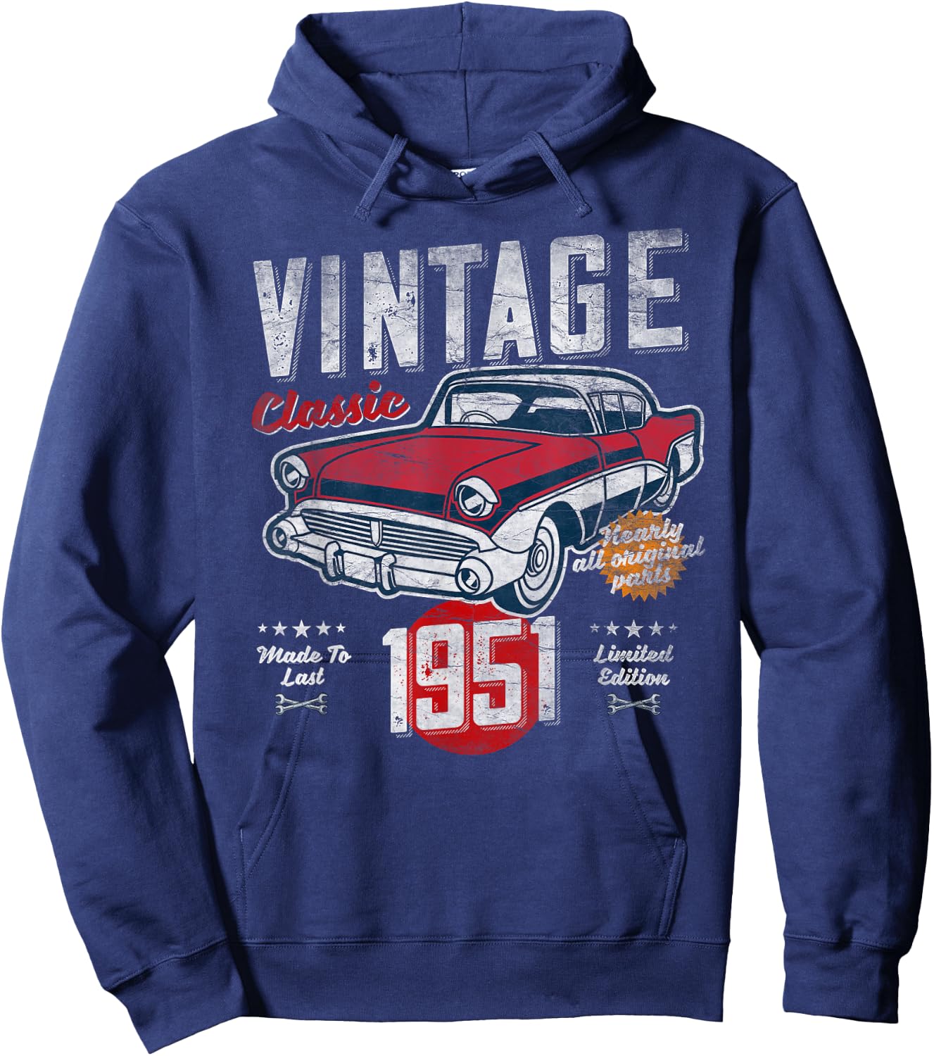 Vintage Born 1951 Birthday 1950s Classic Car Hoodie - Hoodie | Navy