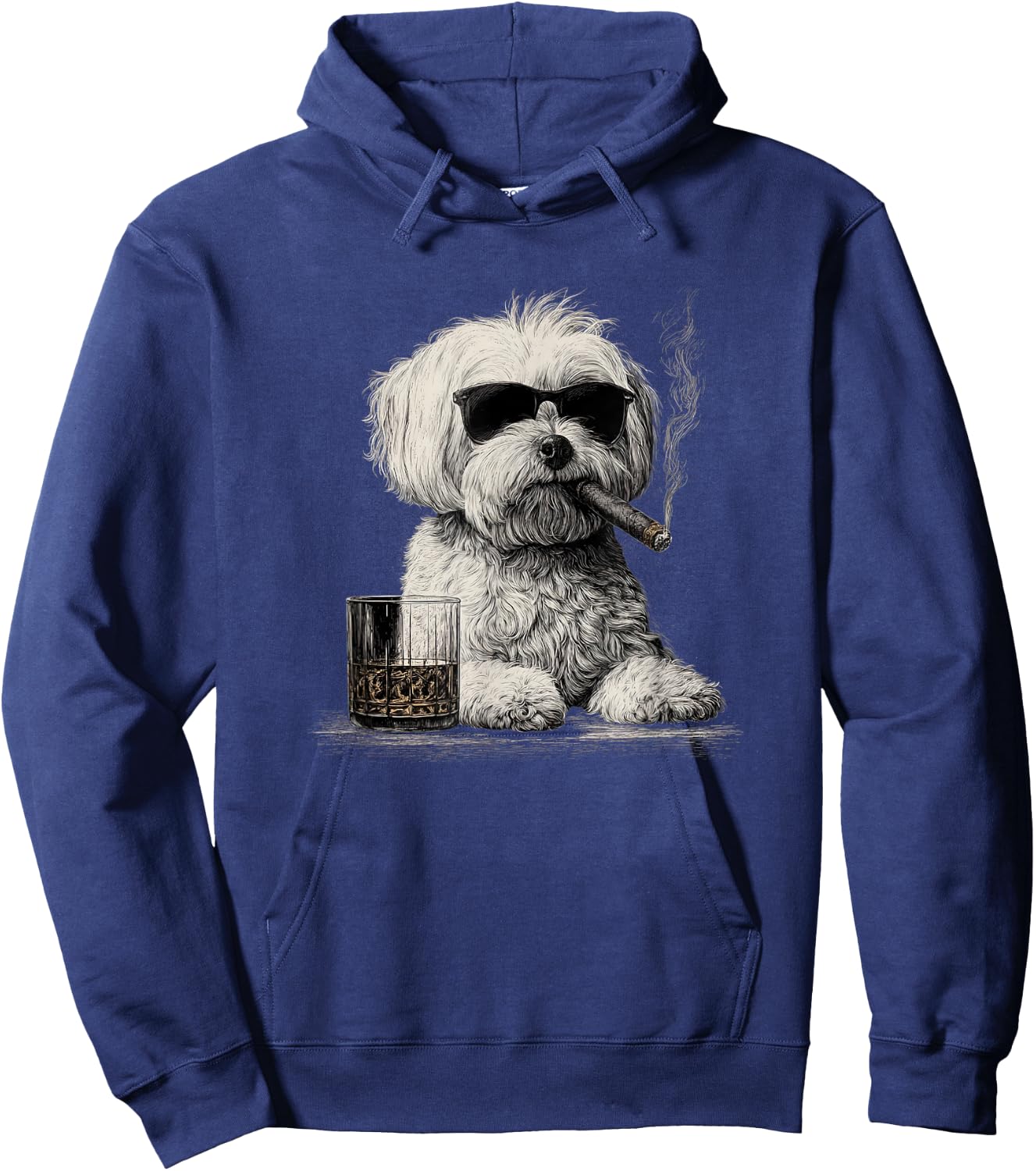 Vintage Smoking Maltese Funny Dog Father's Day Hoodie - Hoodie | Navy