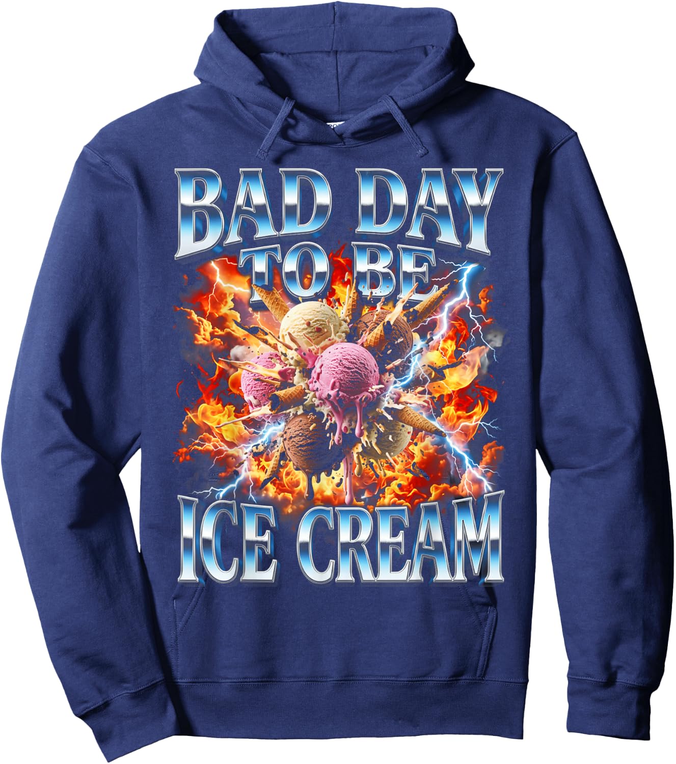 Funny Bootleg Bad Day to Be Ice Cream Hoodie - Hoodie | Navy