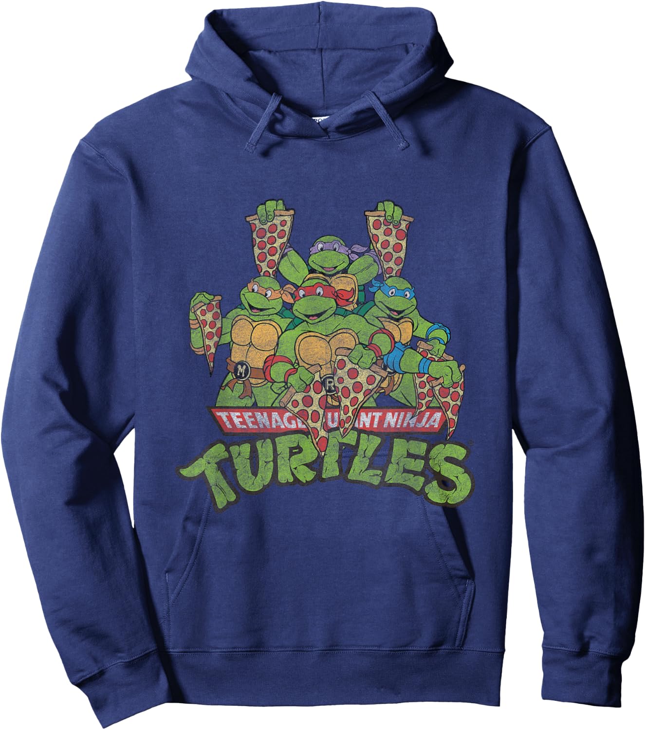 TMNT Ninja Turtles All Characters With Pizzas Hoodie - Hoodie | Navy