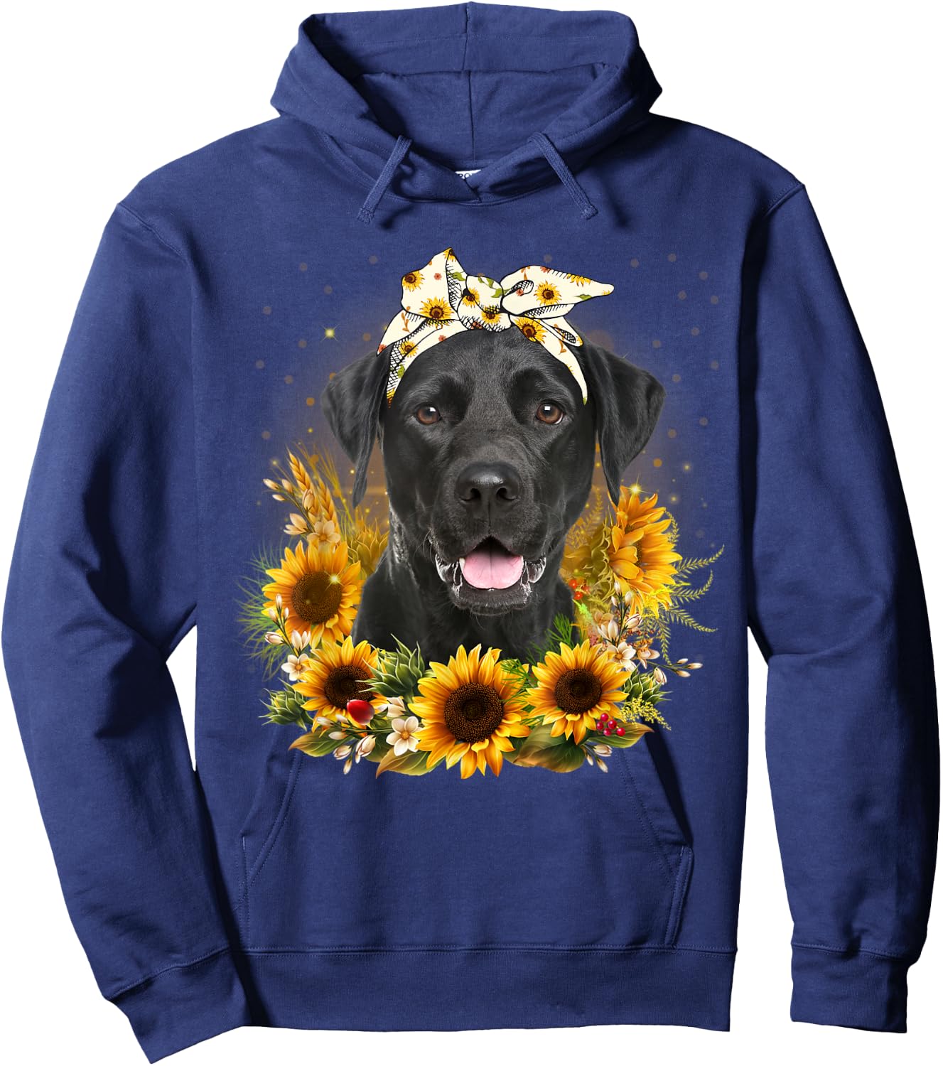 Sunflower Black Labrador Dog Mothers Day Hoodie - Hoodie | Navy