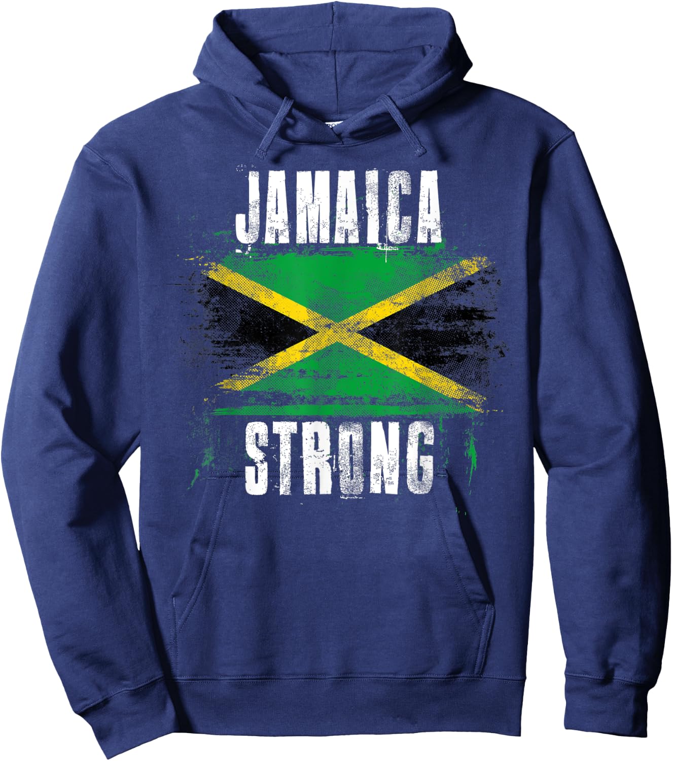 Jamaica Strong Distressed Flag - Jamaican Pride Hoodie - Hoodie | Navy
