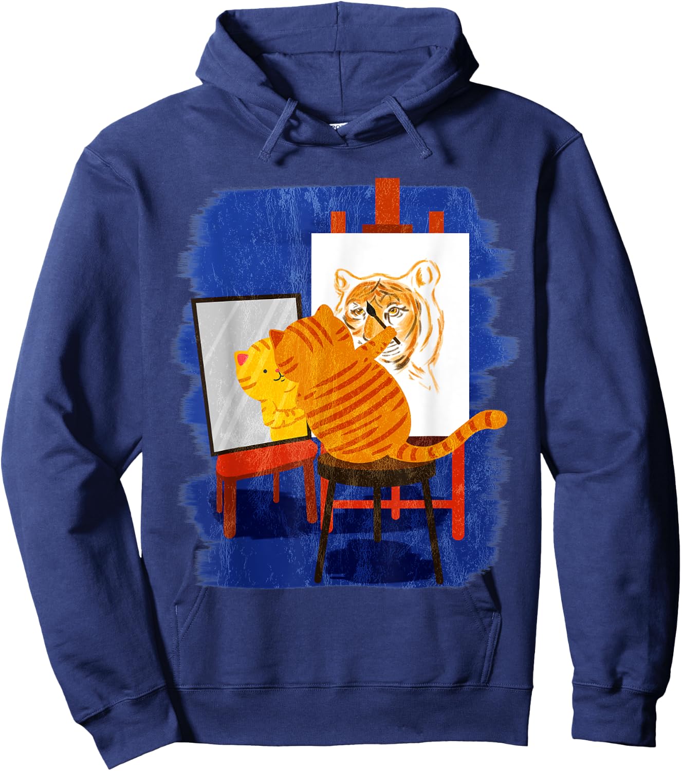Cute Artistic Cat - Cute Cat Painting Lion Art Hoodie - Hoodie | Navy