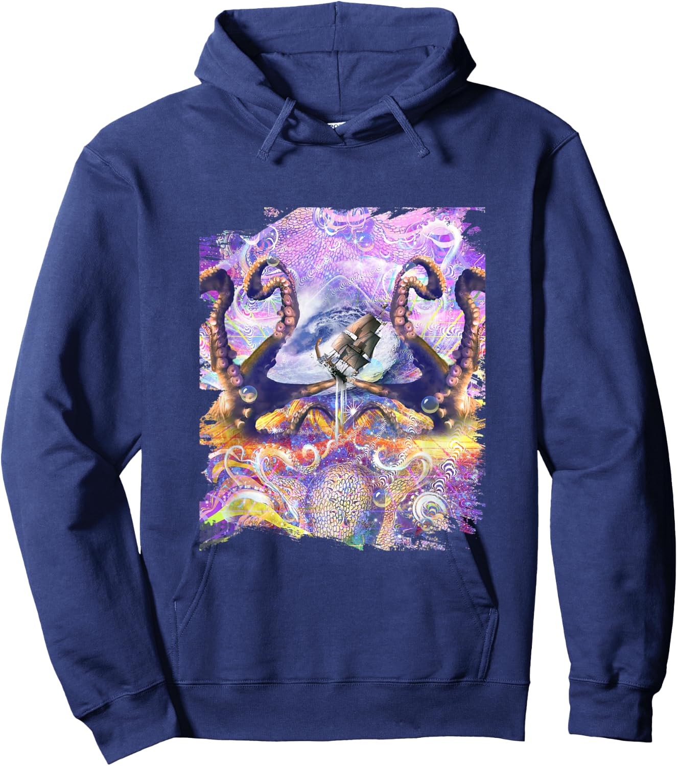 Sea Octopus Monster Trippy Rave Hoodie - Hoodie | Navy