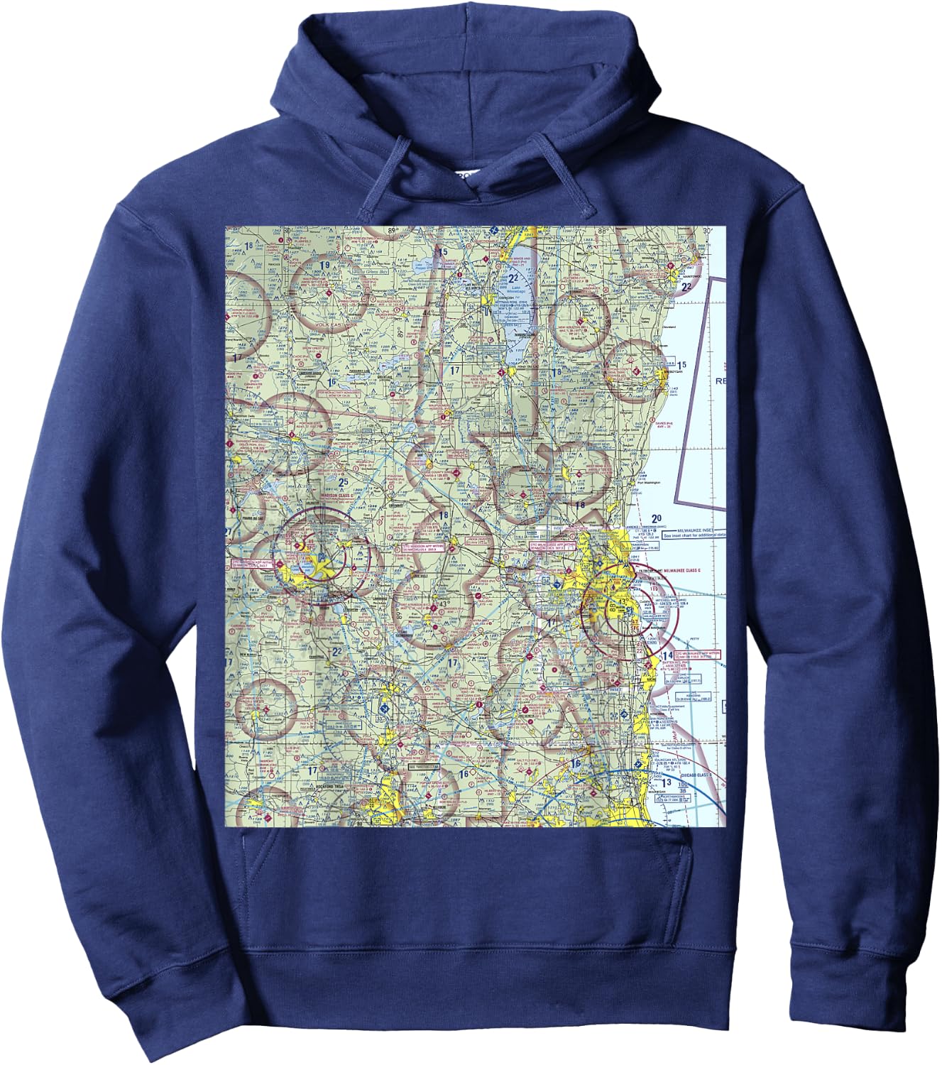Aeronautical VFR Sectional Chart - Oshkosh Hoodie - Hoodie | Navy