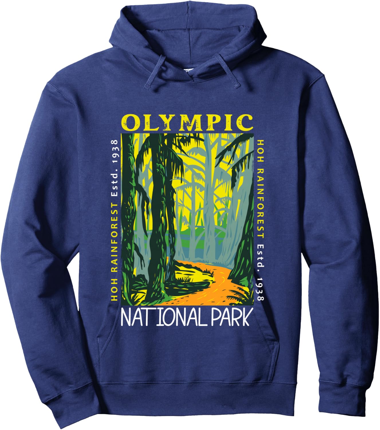 Hoh Rainforest Washington National Park Vintage Hoodie - Hoodie | Navy