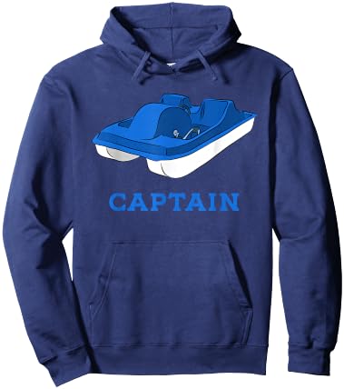 Blue and White Pedal Boat Captain Graphic Hoodie - Hoodie | Navy