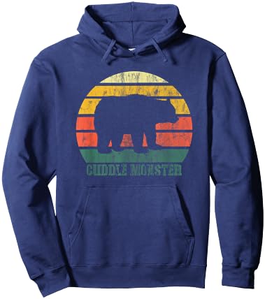 Retro Cuddle Monster Bear Fun Novelty Hoodie - Hoodie | Navy