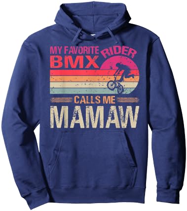 My Favorite BMX Rider Calls Me Mamaw Vintage Hoodie - Hoodie | Navy