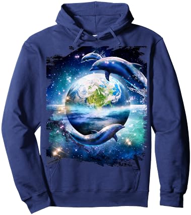 Galaxy Dolphin Dolphins In Space Earth Hoodie - Hoodie | Navy