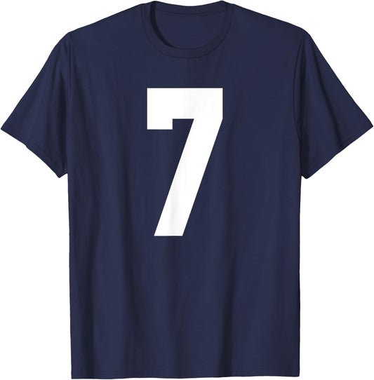 # 7 Team Sports Jersey Front & Back Number Player Fan T-Shirt - T-Shirt | Navy