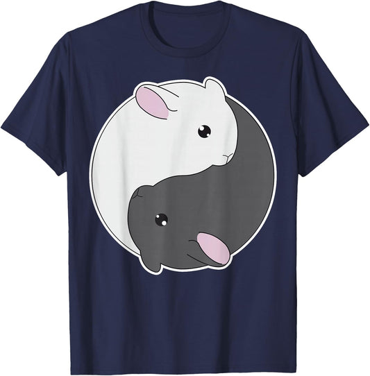 Chinchilla Yin Yang Mandala Taijitu Spiritual Zen Yoga T-Shirt - T-Shirt | Navy