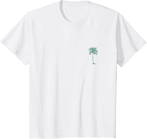 Vintage Hawaiian Palm Tree Beach Tropical Island Pocket Logo