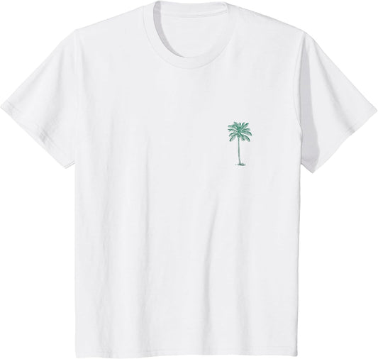 Vintage Hawaiian Palm Tree Beach Tropical Island Pocket Logo