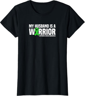 Husband is a Warrior Green Ribbon Lymphoma Cancer Awareness