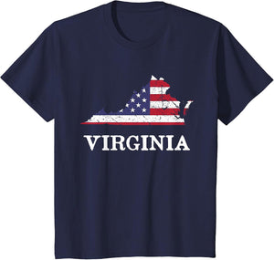 Virginia Map State American Flag 4th of July Pride