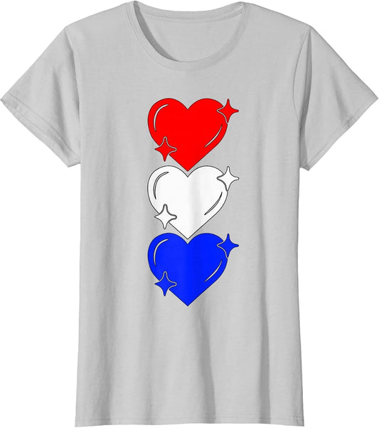 Red White Blue Heart Graphic Patriotic 4th of July