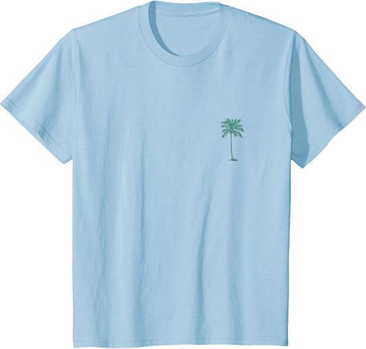 Vintage Hawaiian Palm Tree Beach Tropical Island Pocket Logo