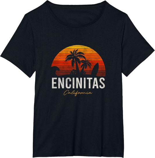 Encinitas California CA Palms Surf Sunset Vintage