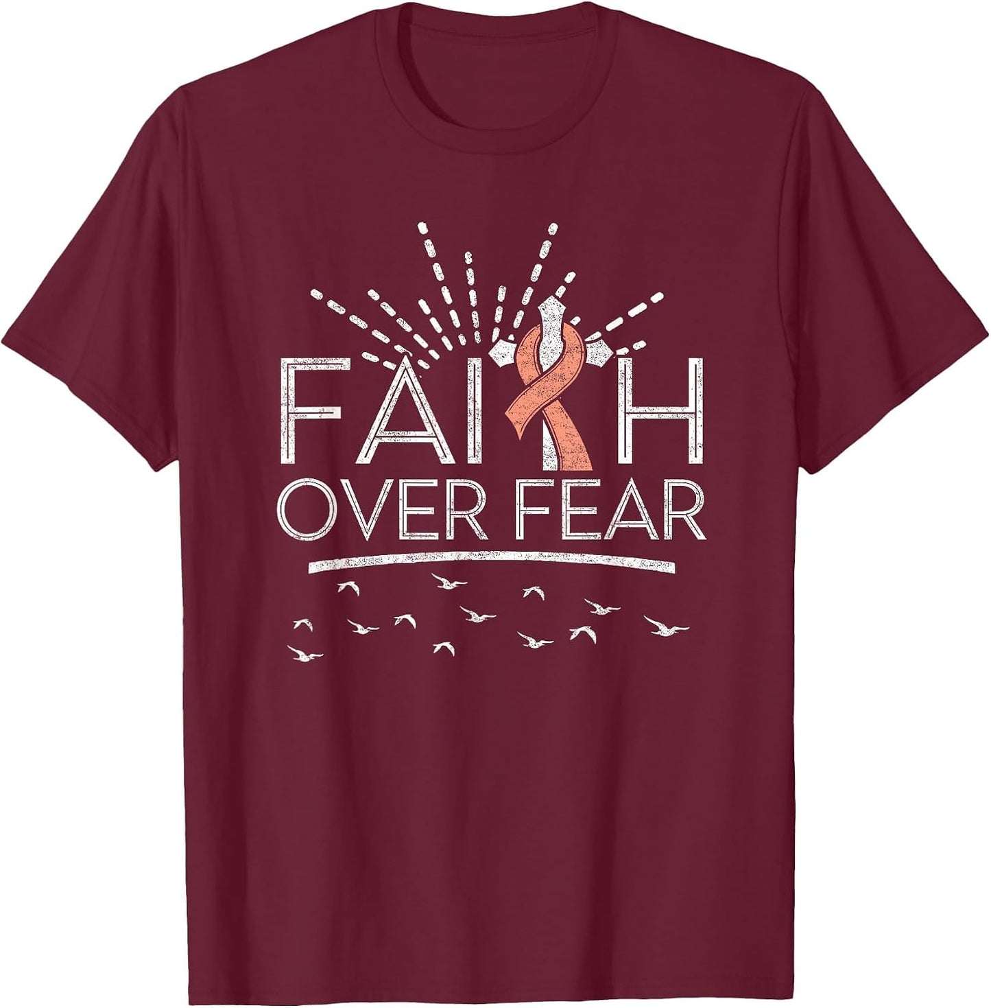 Faith Over Fear Peach Ribbon Endometrial Cancer