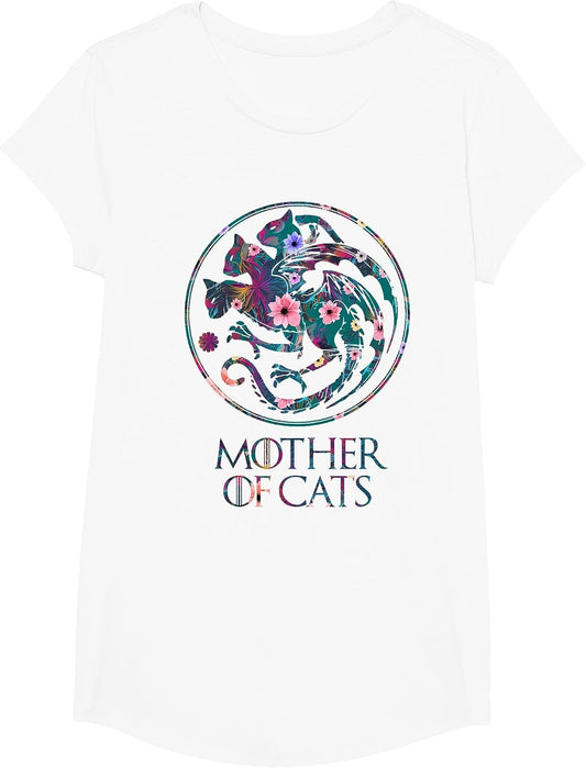 Mother of Cats Shirt with Floral Art - Cat Lovers