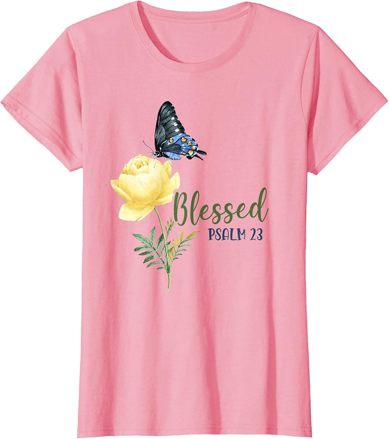 Christian Bible Verse Butterfly Rose Flower Blessed Psalm 23