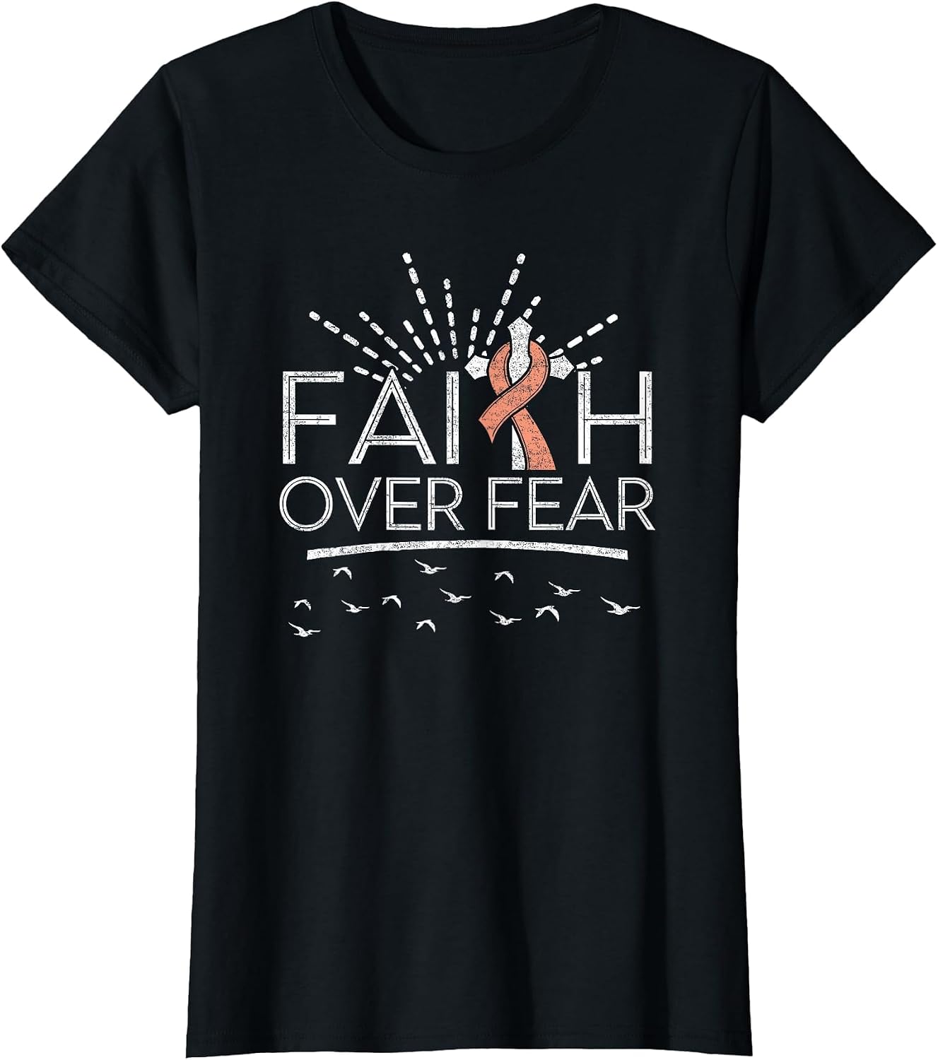 Faith Over Fear Peach Ribbon Endometrial Cancer