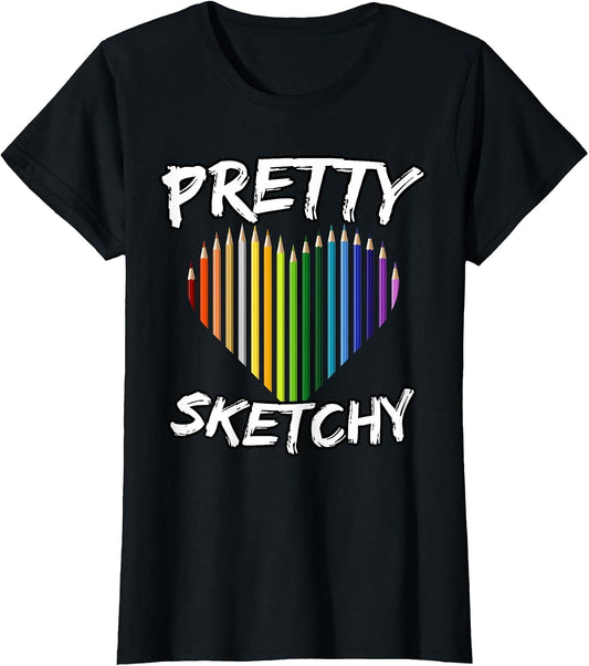 Pretty Sketchy Art Lover Heart Color Pencils Artist Painter