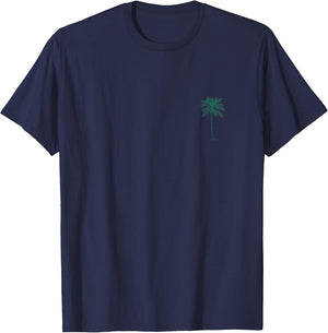 Vintage Hawaiian Palm Tree Beach Tropical Island Pocket Logo